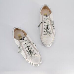 Vintage Havana Alive 7 Metallic Glitter Lace Up Sneakers White Silver 8.5
